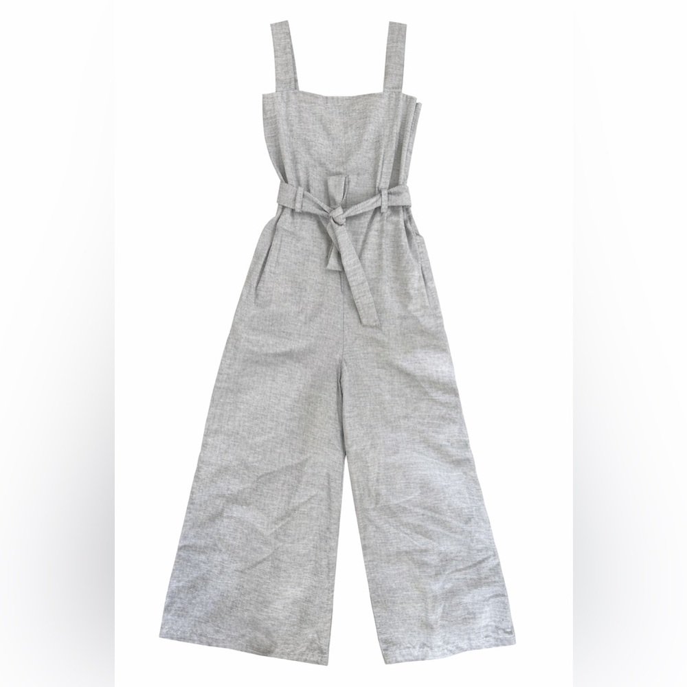 People Tree Organic Cotton Gray Wide-Leg Jumpsuit Belted Size 8 - Picture 2 of 13
